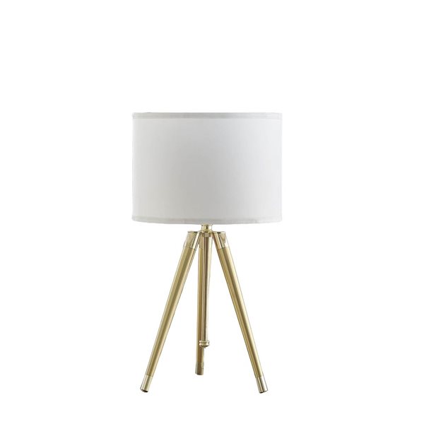 ORE International 25.75-32.5-in H Adjustable Height Shiny Gold Modern Tripod Table Lamp w/ White Cotton Drum Shade