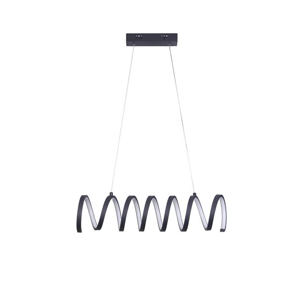 ORE International 23 L x 6-in H Black Adjustable Modern Spiral Loop Shape Pendant Light w/ 14 W Integrated LED