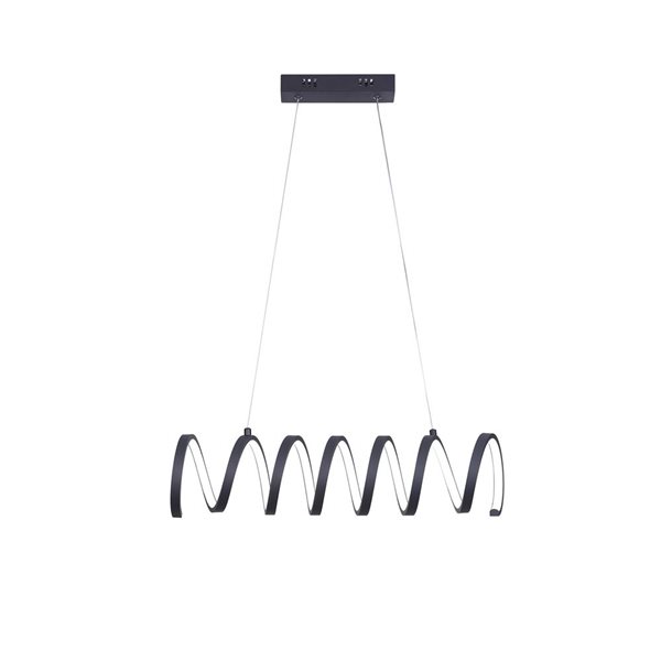ORE International 23 L x 6-in H Black Adjustable Modern Spiral Loop Shape Pendant Light w/ 14 W Integrated LED
