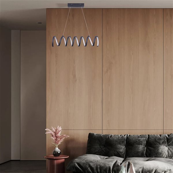 ORE International 23 L x 6-in H Black Adjustable Modern Spiral Loop Shape Pendant Light w/ 14 W Integrated LED