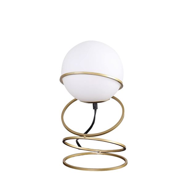 ORE International 13.5-in H White Glass Globe/Matte Gold Spiral Metal Table Lamp