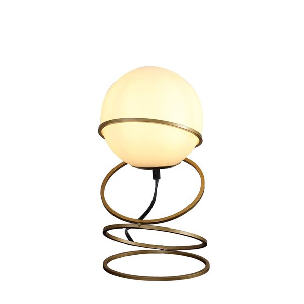 ORE International 13.5-in H White Glass Globe/Matte Gold Spiral Metal Table Lamp