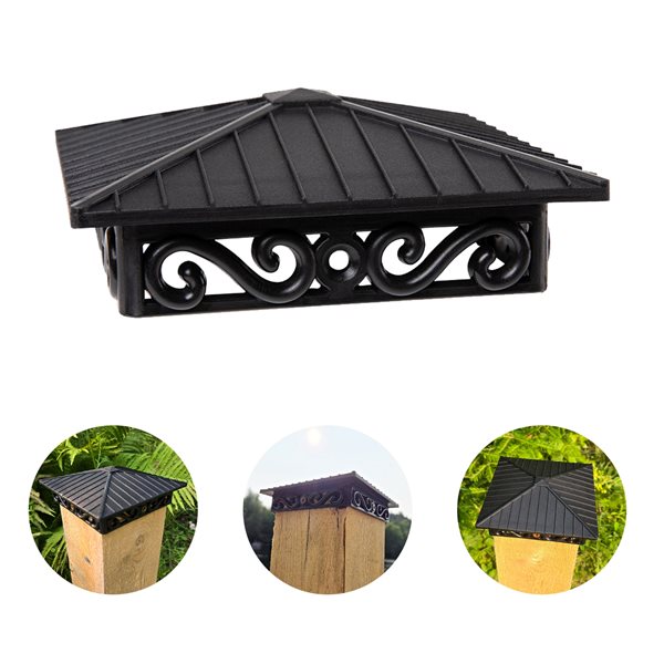 Unique Design Post Caps Fits True 4-in x 4-in Posts Reinforced Black Polypropylene (3-Pack)