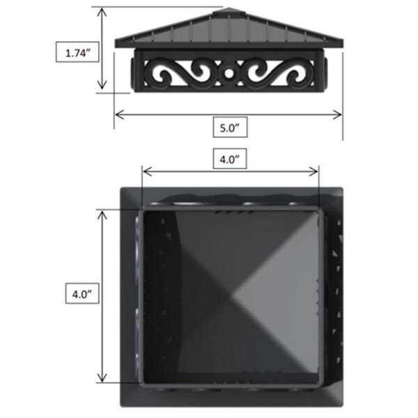 Unique Design Post Caps Fits True 4-in x 4-in Posts Reinforced Black Polypropylene (3-Pack)