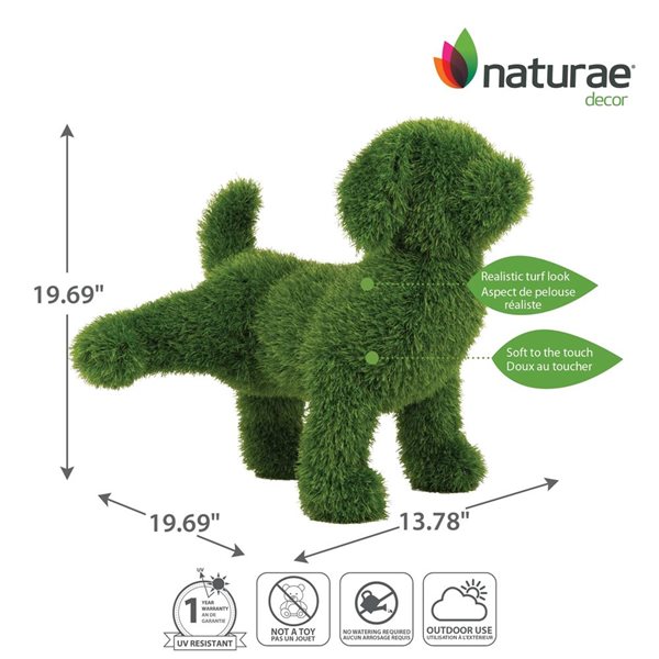 Topiaire de gazon synthétique de naturae decor 19 po vert en forme de chien