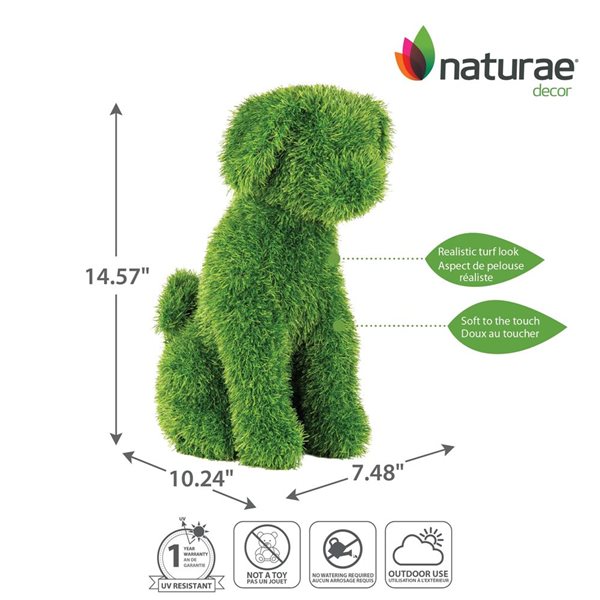 Naturae Decor 13-in Green Artificial Turf Topiary Sitting Dog