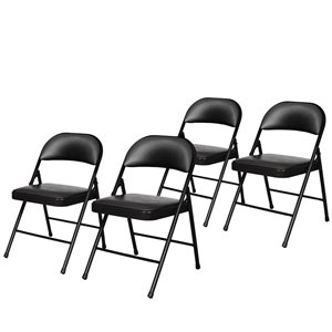 Hampden Furnishings Bernadine 4-Pack Black Vinyl Folding Chair