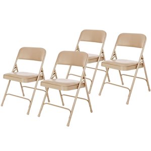 Hampden Furnishings Bernadine 4-Pack Beige Vinyl Folding Chair
