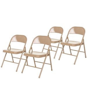 Hampden Furnishings Bernadine 4-Pack Beige All Metal Folding Chair
