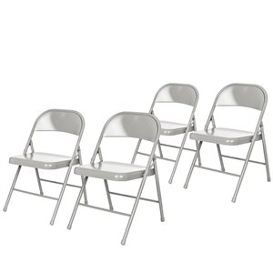 Hampden Furnishings Bernadine 4-Pack Grey All Metal Folding Chair