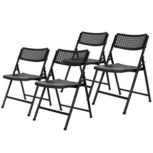 Hampden Furnishings Ava 4-Pack Black Folding Chair