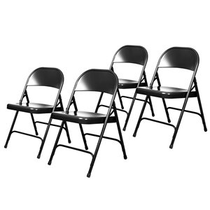 Hampden Furnishings Bernadine 4-Pack Black Metal Round-Backed Folding Chair