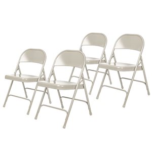 Hampden Furnishings Bernadine 4-Pack Grey Metal Round-Backed Folding Chair
