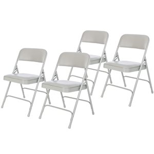 Hampden Furnishings Bernadine 4-Pack Grey Vinyl Folding Chair