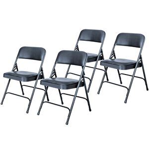 Hampden Furnishings Bernadine 4-Pack Midnight Blue Vinyl Folding Chair