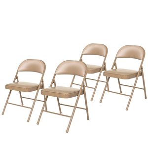 Hampden Furnishings Bernadine 4-Pack Beige Vinyl Folding Chair