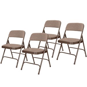 Hampden Furnishings Bernadine 4-Pack Walnut Fabric Folding Chair