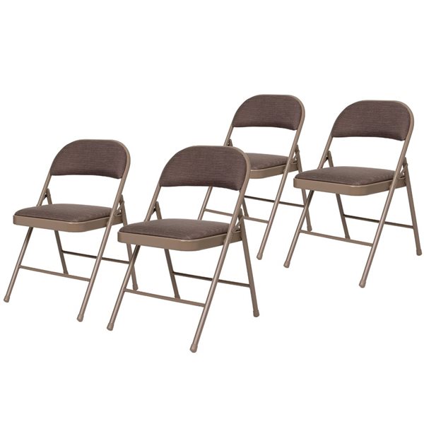 Hampden Furnishings Bernadine 4-Pack Brown Fabric Folding Chair
