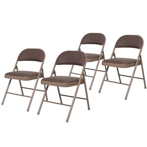 Hampden Furnishings Bernadine 4-Pack Brown Fabric Folding Chair