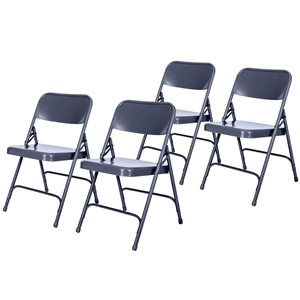 Hampden Furnishings Bernadine 4-Pack Blue All metal Folding Chair