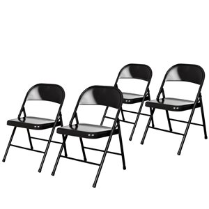 Hampden Furnishings Bernadine 4-Pack Black All Metal Folding Chair