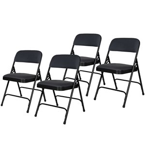 Hampden Furnishings Bernadine 4-Pack Black Fabric Folding Chair