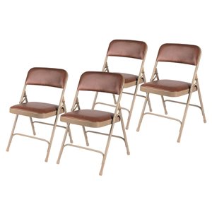 Hampden Furnishings Bernadine 4-Pack Brown Vinyl Folding Chair