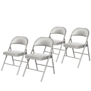 Hampden Furnishings Bernadine 4-Pack Grey Vinyl Folding Chair