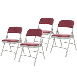 Hampden Furnishings Bernadine 4-Pack Grey/Burgundy Fabric Folding Chair