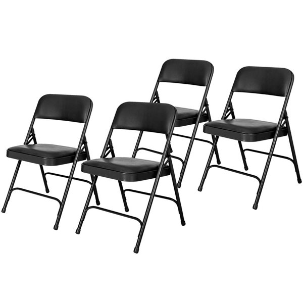 Hampden Furnishings Bernadine 4-Pack Black Vinyl Folding Chair