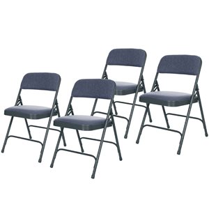 Hampden Furnishings Bernadine 4-Pack Imperial Blue Fabric Folding Chair