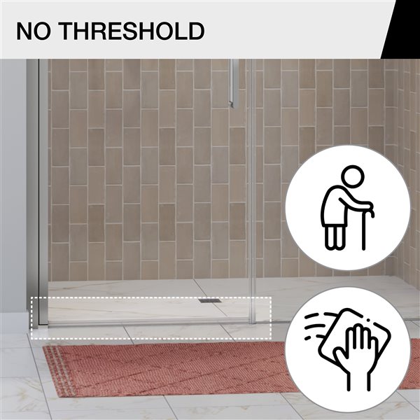 MAAX Camelia DI 60 L x 34 W x 88-in H Sectional Shower Kit w/ Left Drain Base, Right Seat and Glass Door - Chrome