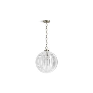 Luminaire suspendu Embra Studio McGee KOHLER nickel brossé moderne globe de verre transparent 14 po l. DEL