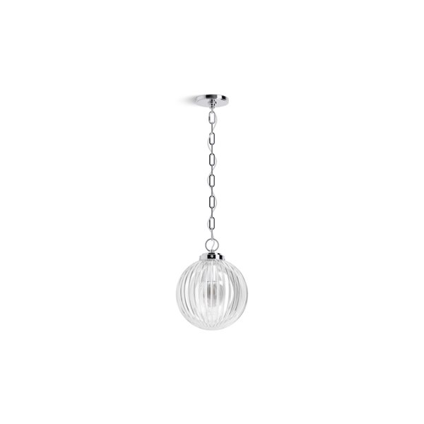 KOHLER Embra Studio McGee Matte Black Modern Clear Glass Globe 10-in W LED Pendant Light