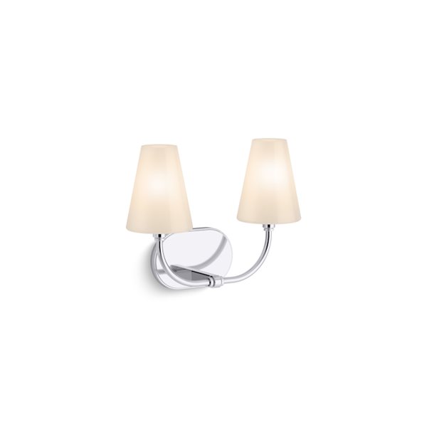 KOHLER Kernen Studio McGee 15-in W Polished Chrome Two-light Modern Wall Sconce