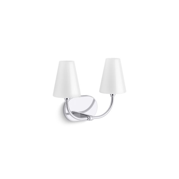 KOHLER Kernen Studio McGee 15-in W Polished Chrome Two-light Modern Wall Sconce