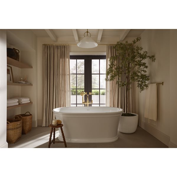 KOHLER Kernen Studio McGee Brushed Brass Modern Opal Glass Cone 18-in W LED Pendant Light