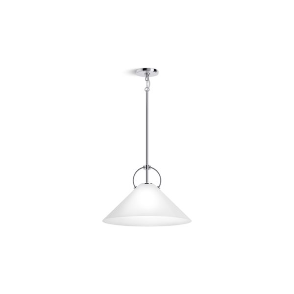 KOHLER Kernen Studio McGee Polished Chrome Modern Opal Glass Cone 18-in W LED Pendant Light