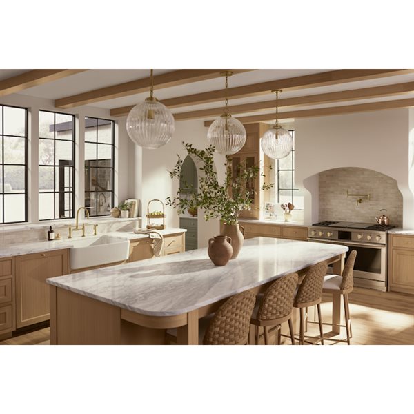 KOHLER Embra Studio McGee Matte Black Modern Clear Glass Globe 14-in W LED Pendant Light