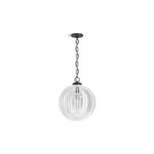 Luminaire suspendu Embra Studio McGee KOHLER noir mat moderne globe de verre transparent 14 po l. DEL