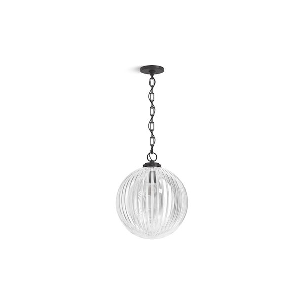 KOHLER Embra Studio McGee Matte Black Modern Clear Glass Globe 14-in W LED Pendant Light