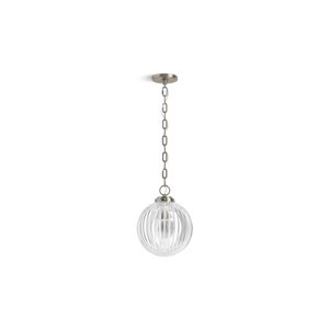 Luminaire suspendu Embra Studio McGee KOHLER nickel brossé moderne globe de verre transparent 10 po l. DEL