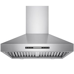 Hotte murale VICTORY 30 po 750 pi³/min à 4 vitesses avec DEL modulables, acier inoxydable
