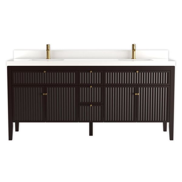 Urban Woodcraft Davos 72-in W Espresso Double Vanity w/ White Stone Countertop