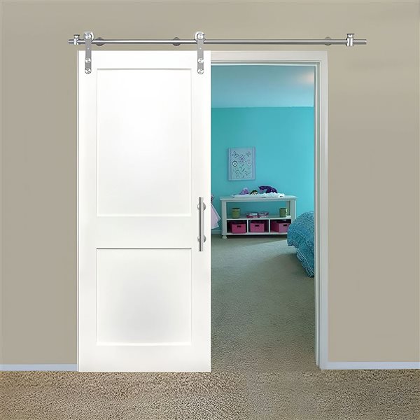 Garson 32 x 80 x 1 3/8-in White Primed 2-Panel Solid Core Shaker Interior Slab Door - 10/Pk