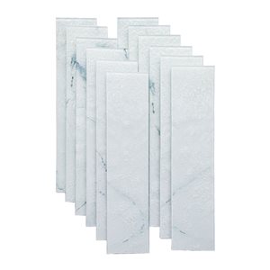 LuxySplash Esli Textured 3 x 12-in 3D Glass Subway Peel and Stick Wall Tile