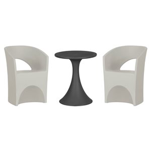 South Shore Furniture Dalya Black/Greige Plastic Outdoor Bistro Table and Chairs Set