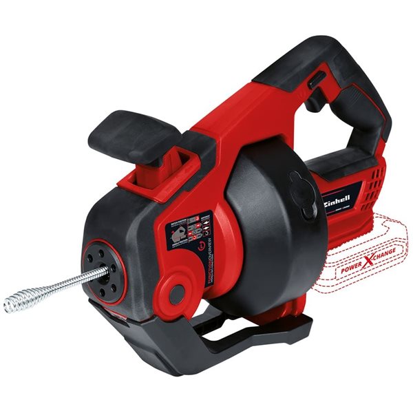Einhell Cordless Drain Auger 18V TE-DA 18/760 (25' Cable, ø1/4", for Pipes from 5/8" to 2-1/4")