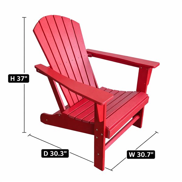 Think Patio Traditional Red Resin Wood Patio Muskoka Chair RWC01