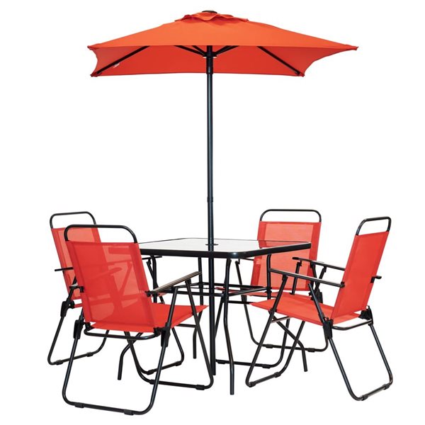 Patio Set Rona Think Patio 6-Piece Red Patio Set 203027RR | RONA